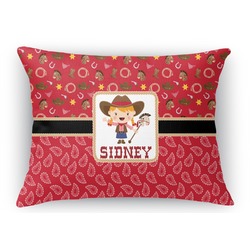 Red Western Rectangular Throw Pillow Case - 12"x18" (Personalized)