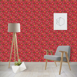 Red Western Wallpaper & Surface Covering (Water Activated - Removable)