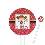 Red Western 5.5" Round Plastic Stir Sticks - White - Single Sided (Personalized)