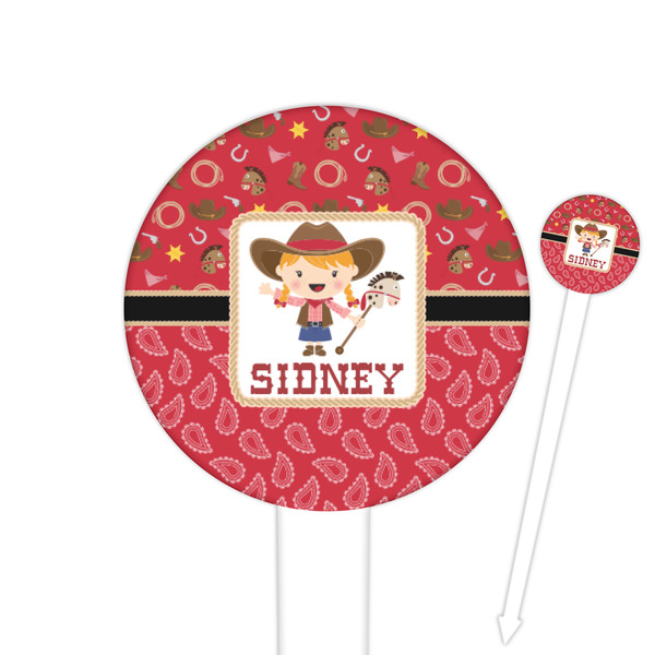 Custom Red Western Round Plastic Food Picks (Personalized)