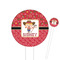 Red Western White Plastic 6" Food Pick - Round - Closeup