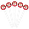 Red Western White Plastic 6" Food Pick - Round - Fan View