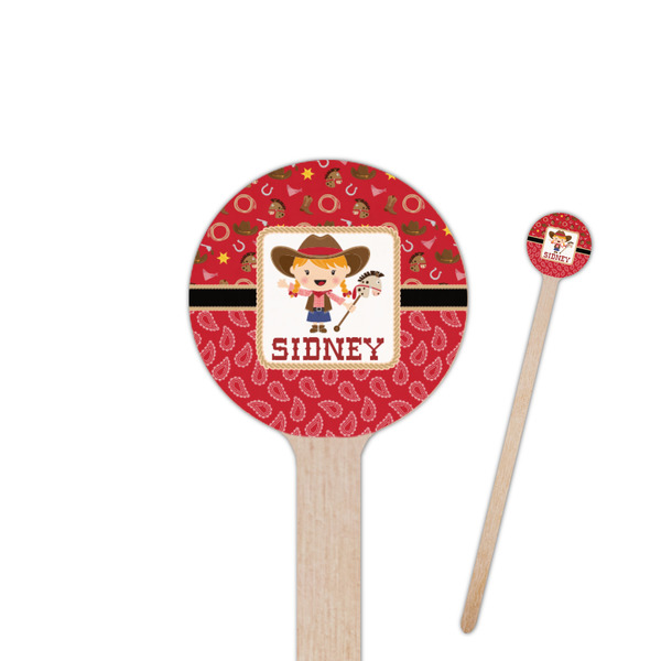 Custom Red Western 7.5" Round Wooden Stir Sticks - Single Sided (Personalized)