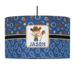 Blue Western 12" Drum Pendant Lamp - Fabric (Personalized)