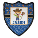 Blue Western Iron On Shield Patch B w/ Name or Text