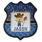 Blue Western Iron On Shield Patch C w/ Name or Text