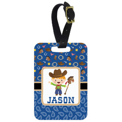Blue Western Metal Luggage Tag w/ Name or Text