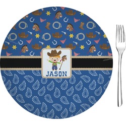 Blue Western Glass Appetizer / Dessert Plate 8" (Personalized)