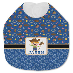 Blue Western Jersey Knit Baby Bib w/ Name or Text