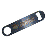 Blue Western Bar Bottle Opener - Silver w/ Name or Text