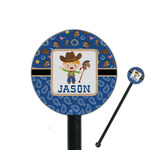 Blue Western 5.5" Round Plastic Stir Sticks - Black - Double Sided (Personalized)