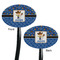 Blue Western Black Plastic 7" Stir Stick - Double Sided - Oval - Front & Back