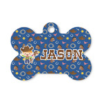 Blue Western Bone Shaped Dog ID Tag - Small (Personalized)