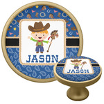 Blue Western Cabinet Knob - Gold (Personalized)