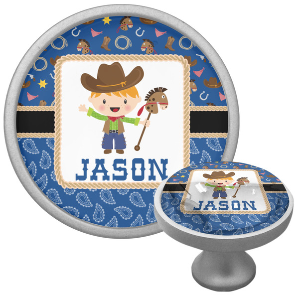 Custom Blue Western Cabinet Knob (Silver) (Personalized)