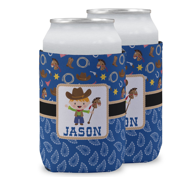 Custom Blue Western Can Cooler (12 oz) w/ Name or Text