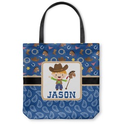 Blue Western Canvas Tote Bag - Small - 13"x13" (Personalized)