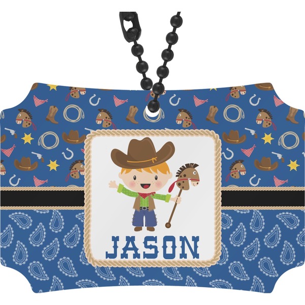 Custom Blue Western Rear View Mirror Ornament (Personalized)