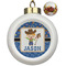 Blue Western Ceramic Christmas Ornament - Poinsettias (Front View)