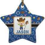 Blue Western Star Ceramic Ornament w/ Name or Text