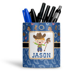 Blue Western Ceramic Pen Holder