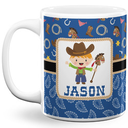 Blue Western 11 Oz Coffee Mug - White (Personalized)