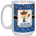 Blue Western 15 Oz Coffee Mug - White (Personalized)