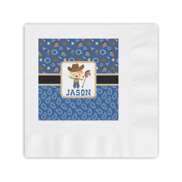 Custom Blue Western Coined Cocktail Napkins (Personalized)