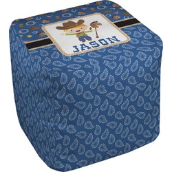Blue Western Cube Pouf Ottoman - 13" (Personalized)