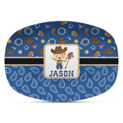 Blue Western Plastic Platter - Microwave & Oven Safe Composite Polymer (Personalized)