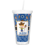 Blue Western Double Wall Tumbler with Straw (Personalized)