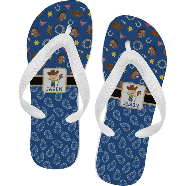 Custom Blue Western Flip Flops - Small (Personalized)