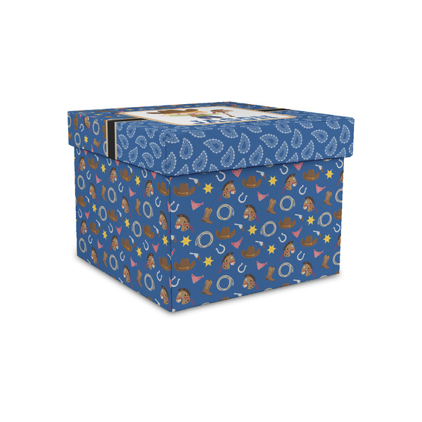 Custom Blue Western Gift Box with Lid - Canvas Wrapped - Small (Personalized)