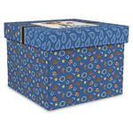 Blue Western Gift Box with Lid - Canvas Wrapped - X-Large (Personalized)