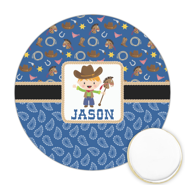 Custom Blue Western Printed Cookie Topper - 2.5" (Personalized)