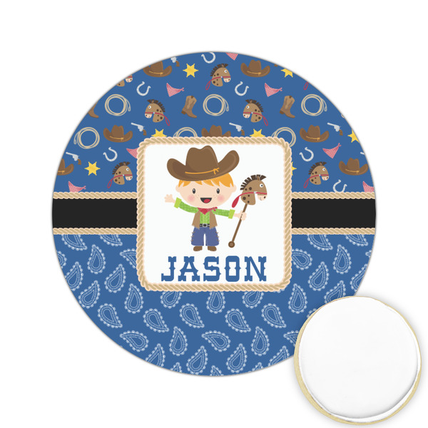 Custom Blue Western Printed Cookie Topper - 2.15" (Personalized)