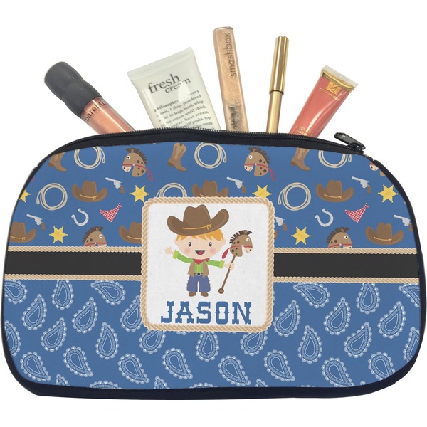 Custom Blue Western Makeup / Cosmetic Bag - Medium (Personalized)