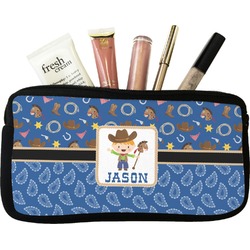 Blue Western Makeup / Cosmetic Bag - Small (Personalized)