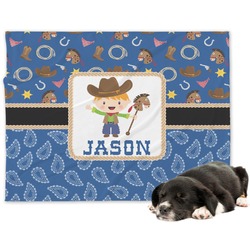 Blue Western Dog Blanket - Large (Personalized)