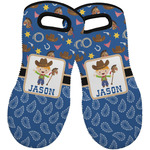 Blue Western Neoprene Oven Mitts - Set of 2 w/ Name or Text