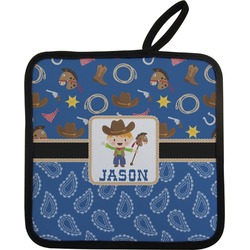 Blue Western Pot Holder w/ Name or Text