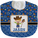 Blue Western Velour Baby Bib w/ Name or Text