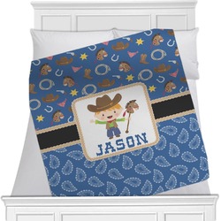 Blue Western Minky Blanket - Toddler / Throw - 60"x50" - Double Sided (Personalized)