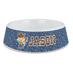 Blue Western Plastic Dog Bowl - Large (Personalized)