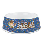 Blue Western Plastic Dog Bowl - Medium (Personalized)