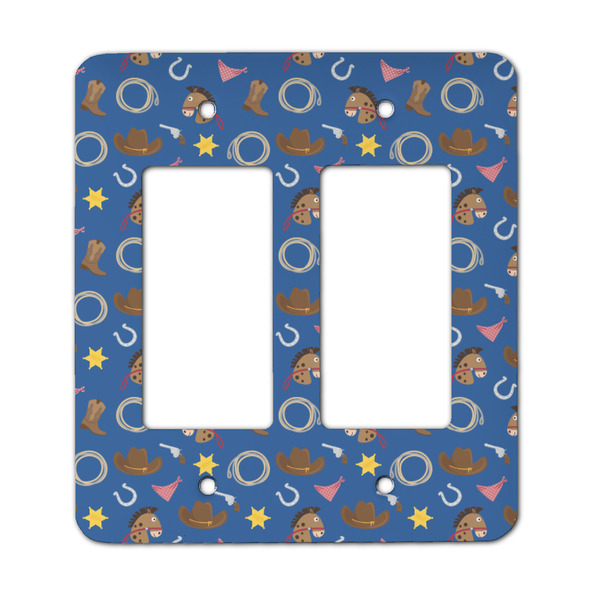 Custom Blue Western Rocker Style Light Switch Cover - Two Switch