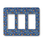 Blue Western Rocker Style Light Switch Cover - Three Switch