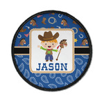 Blue Western Iron On Round Patch w/ Name or Text