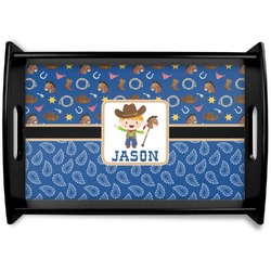 Blue Western Black Wooden Tray - Small (Personalized)