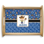 Blue Western Natural Wooden Tray - Large (Personalized)